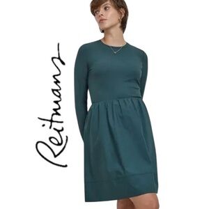 2X Reitmans Long-Sleeve Mix-Media Dress with Crew Neckline, New With Tags